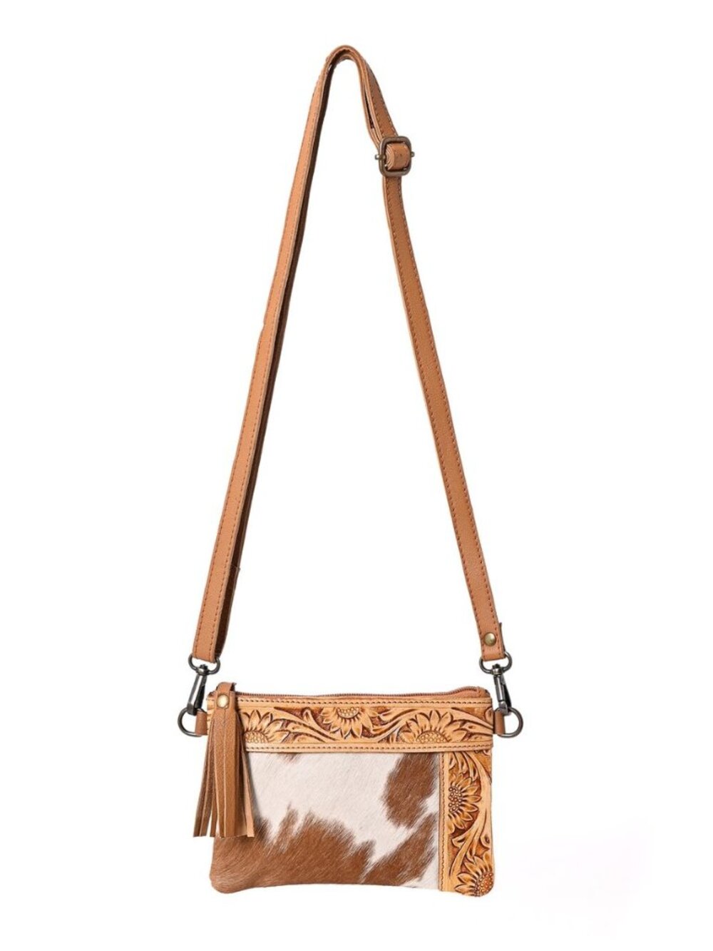 Women Natural Cowhide Leather Hand Bag With Adjustable Detachable Strap Leather